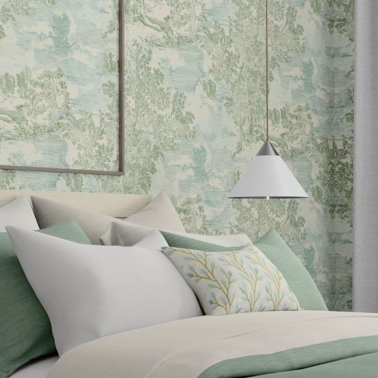 Surface Style - Peel and Stick Wallpaper, Scenic Wallpaper for Bedroom, Powder Room, Kitchen, Self Adhesive, Vinyl, 30.75 Sq Ft Coverage (Serene Scenes Collection, Willow)