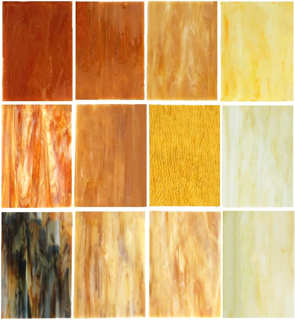 Lanyani (10 Sheets) Variety Stained Glass Sheets Pack, 4 x 6 inch Large Cathedral Glass Mosaic Tiles for Crafts, Mixed Opaque
