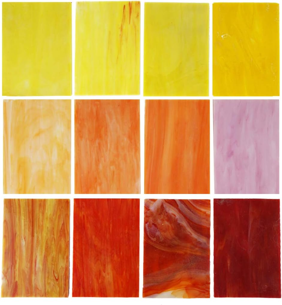Lanyani (10 Sheets) Variety Stained Glass Sheets Pack, 4 x 6 inch Large Cathedral Glass Mosaic Tiles for Crafts, Mixed Opaque