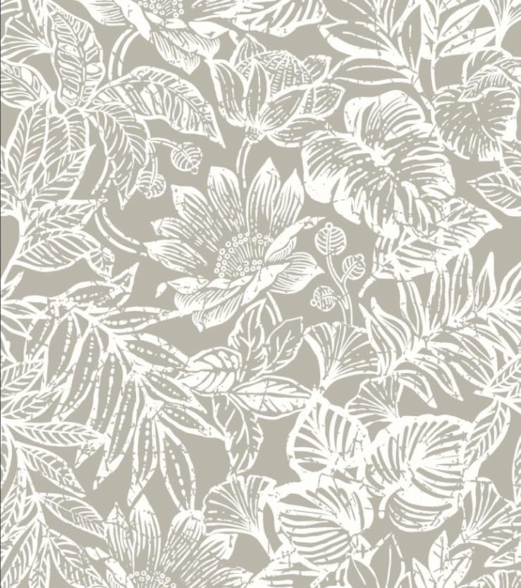 CiCiwind Peel and Stick Wallpaper Green and White Floral Removable Self Adhesive Modern Contact Paper Tropical Leaf Wall Paper Bathroom Bedroom Laundry Room Papel Tapiz para Pared 17.3"×78.7"