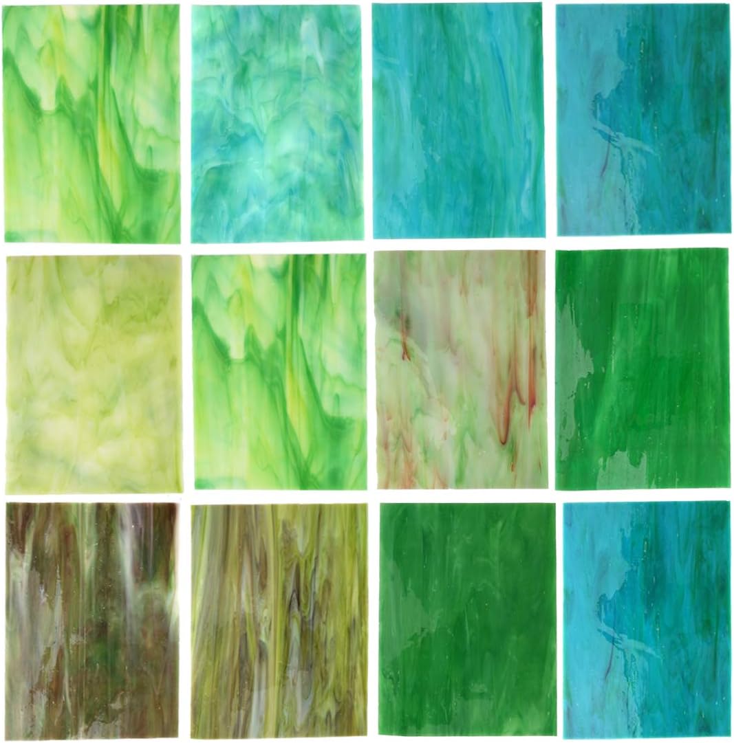 Lanyani (10 Sheets) Variety Stained Glass Sheets Pack, 4 x 6 inch Large Cathedral Glass Mosaic Tiles for Crafts, Mixed Opaque