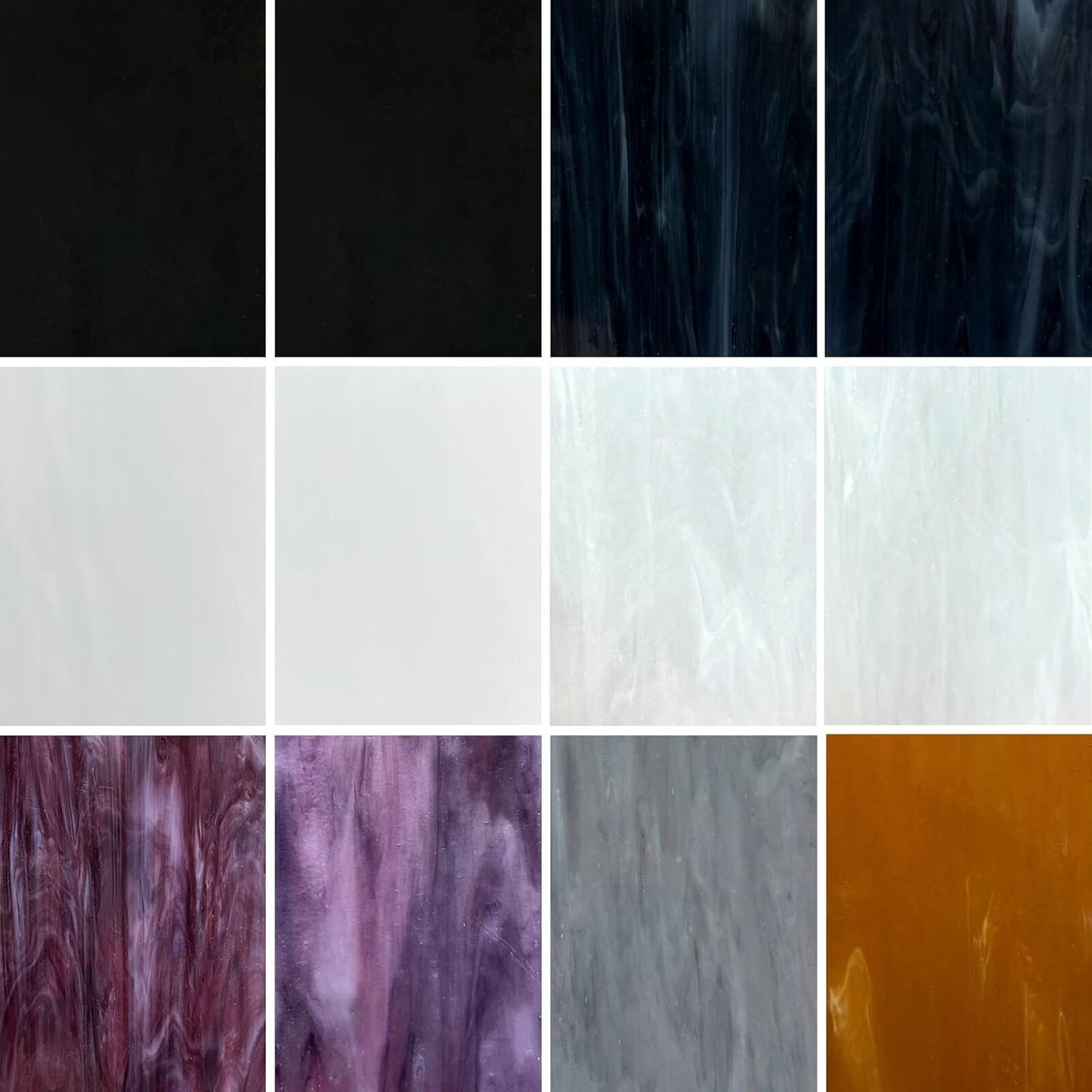 LITMIND 12 Sheets Smooth Translucent Texture Stained Glass Variety Pack - 6x4 Inch Assorted Cathedral Art Glass for Crafts & Stunning Mosaic Projects with Mist Pattern