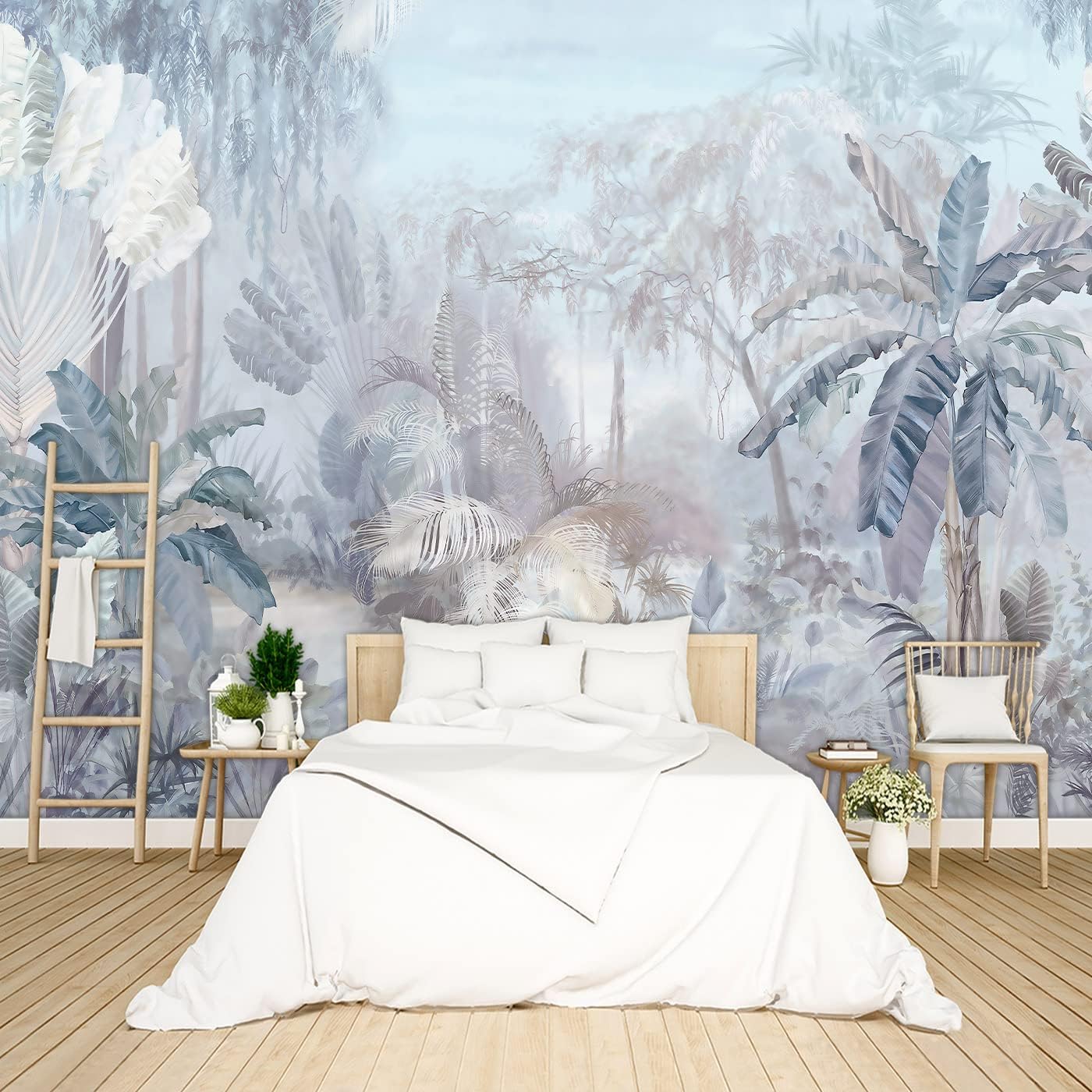 Grey Peony Floral Wallpaper Bedroom Black and White Botanical Flowers Leaf murals Aesthetic Room Decor Living Room tv Background Large Wall Mural - 91"x65" Not Peel and Stick