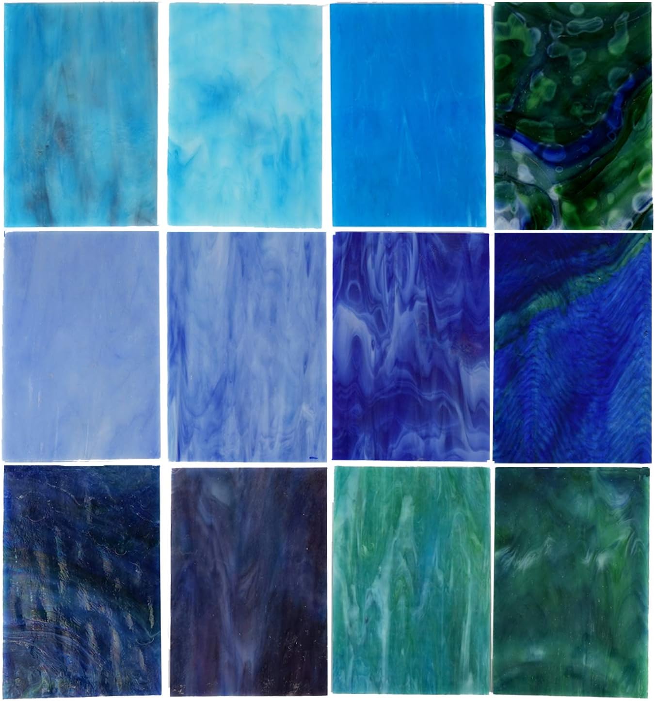 Lanyani (10 Sheets) Variety Stained Glass Sheets Pack, 4 x 6 inch Large Cathedral Glass Mosaic Tiles for Crafts, Mixed Opaque