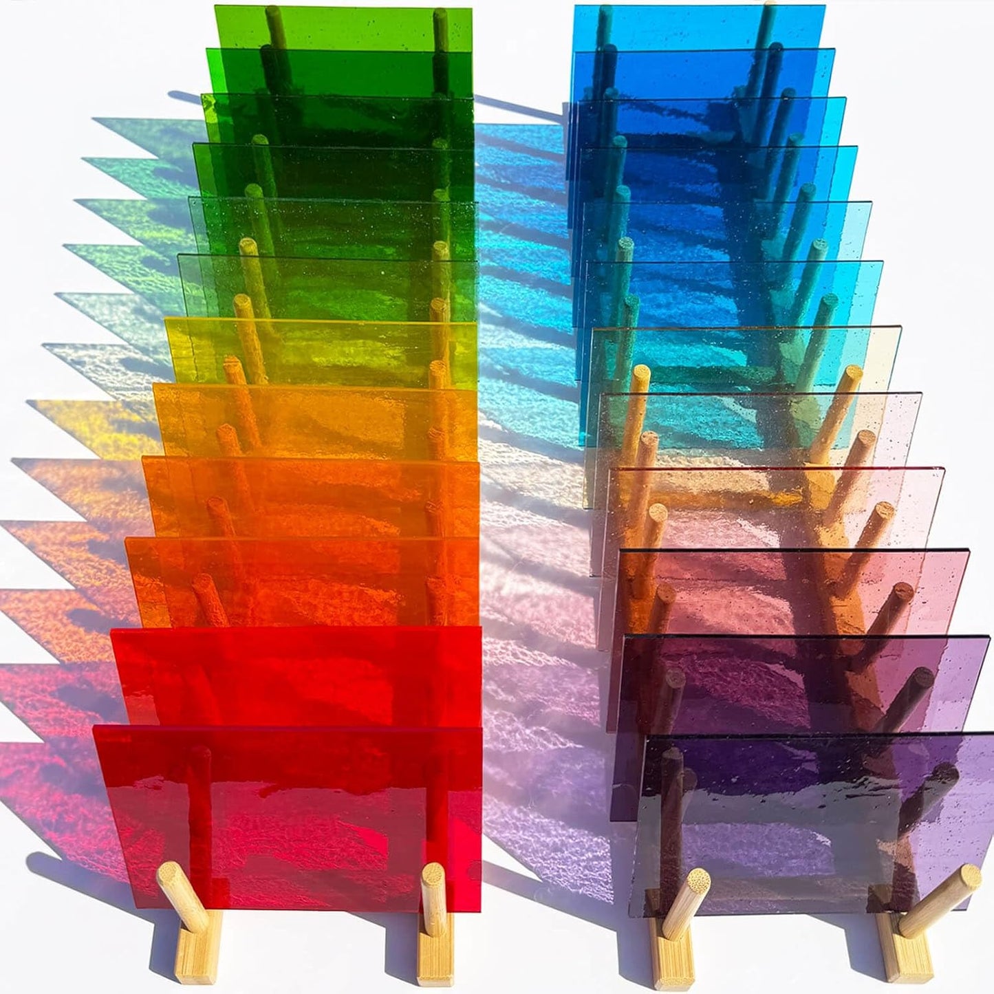 LITMIND 24 Sheets Transparent Stained Glass Variety Pack – Vibrant Rainbow Mix 6 x 4 Inch Smooth Art Glass for Suncatchers, Mosaics & DIY Crafts