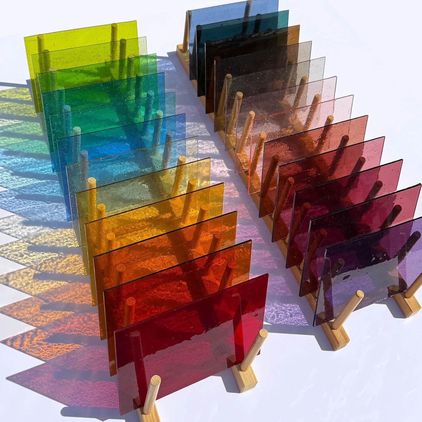 LITMIND 24 Sheets Transparent Stained Glass Variety Pack – Vibrant Rainbow Mix 6 x 4 Inch Smooth Art Glass for Suncatchers, Mosaics & DIY Crafts