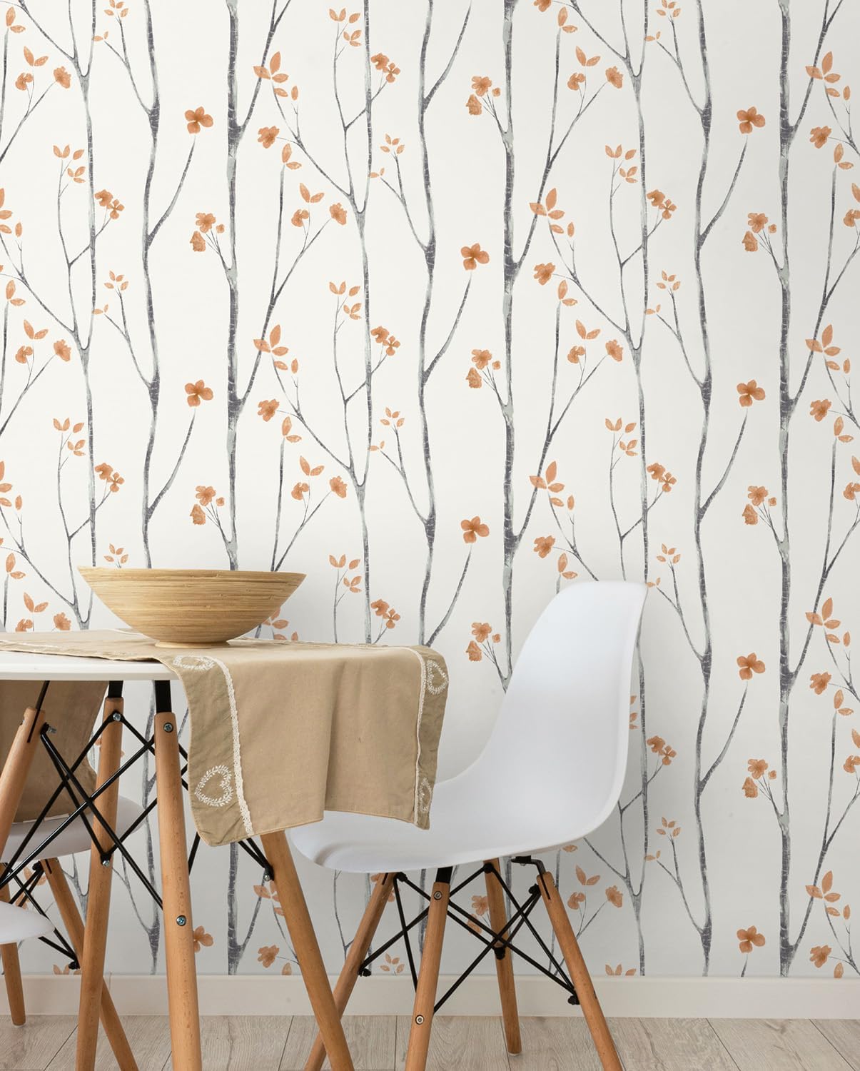Timeet Floral Wallpaper Peel and Stick Wallpaper Boho 16.14"x393.7" Flower Wallpaper Tree Contact Paper Self Adhesive Removable Wallpaper for Walls Covering Vinyl Roll