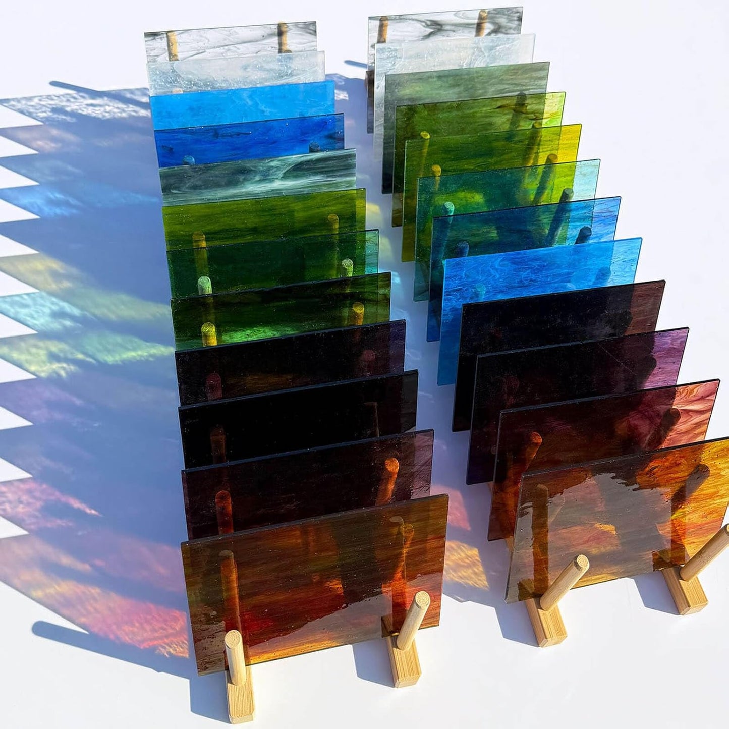 LITMIND 24 Sheets Transparent Stained Glass Variety Pack – Vibrant Rainbow Mix 6 x 4 Inch Smooth Art Glass for Suncatchers, Mosaics & DIY Crafts