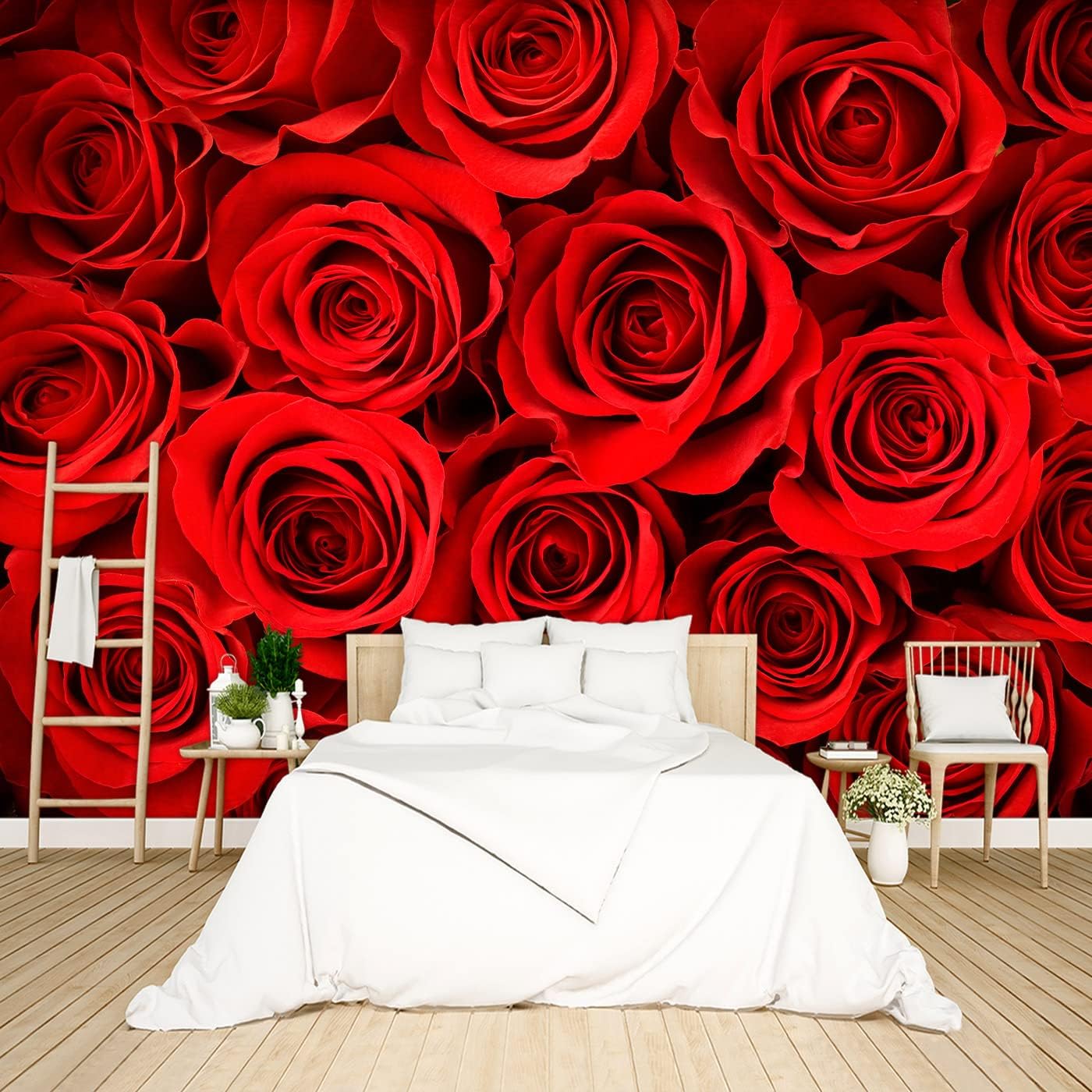 Grey Peony Floral Wallpaper Bedroom Black and White Botanical Flowers Leaf murals Aesthetic Room Decor Living Room tv Background Large Wall Mural - 91"x65" Not Peel and Stick