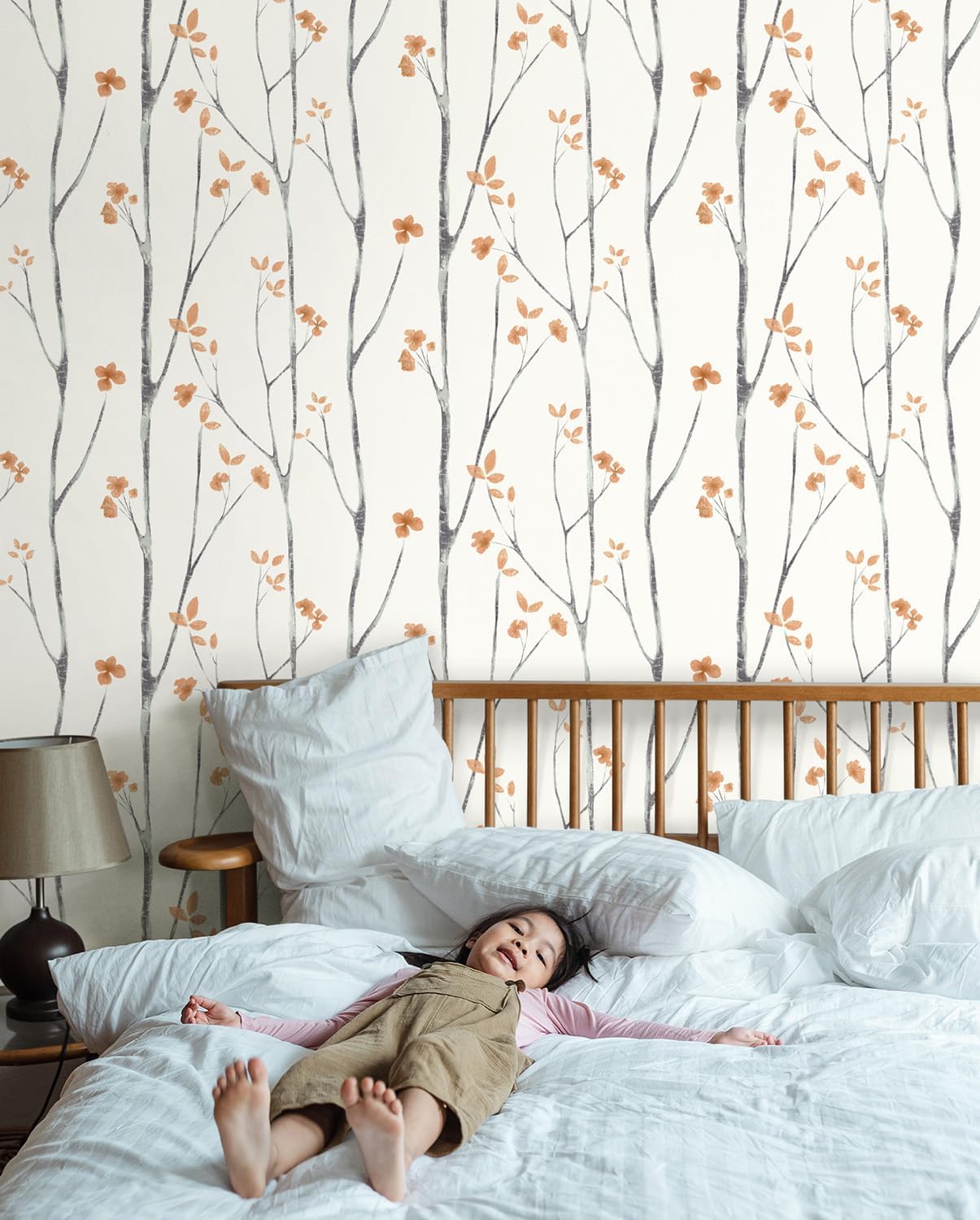 Timeet Floral Wallpaper Peel and Stick Wallpaper Boho 16.14"x393.7" Flower Wallpaper Tree Contact Paper Self Adhesive Removable Wallpaper for Walls Covering Vinyl Roll