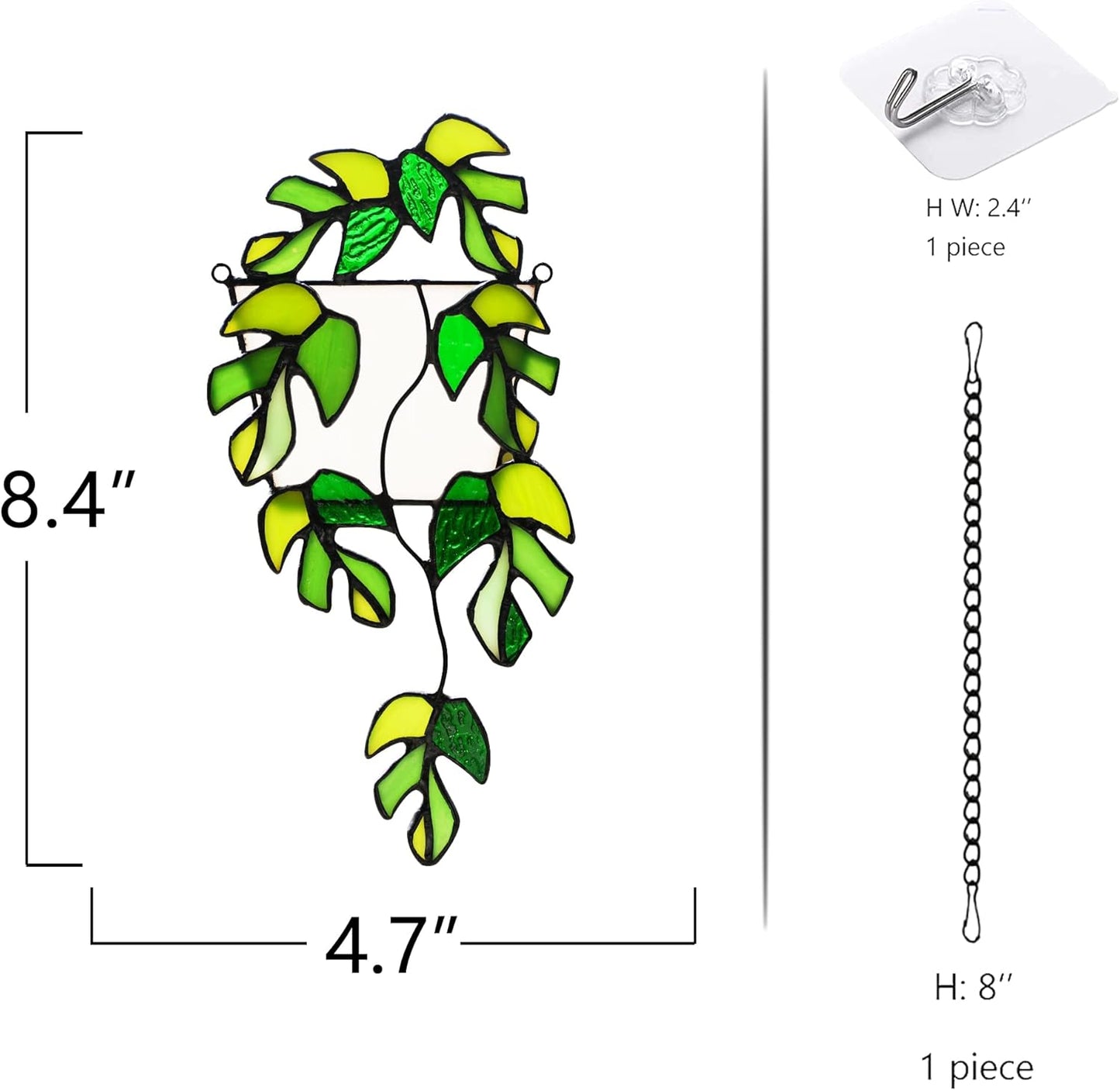 BOXCASA Stained Glass Window Hanging - Handmade Monstera Leaf Suncatcher for Plant Lovers,Plant Gifts for Women,Grandma,Mother's Day,Christmas
