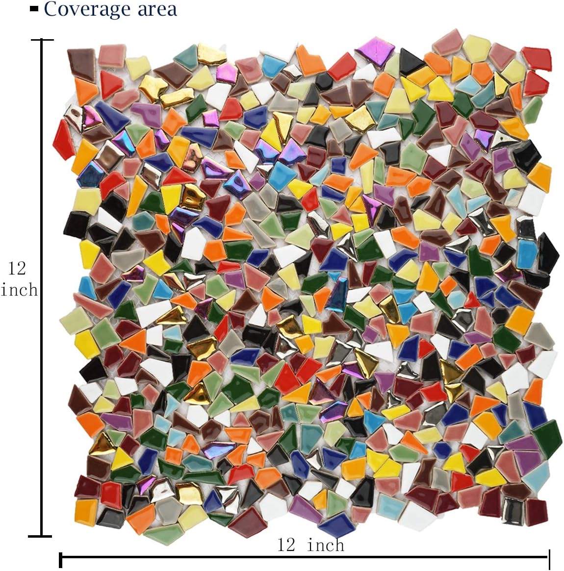 Lanyani Vibrant Broken Ceramic Tiles for Crafts Mosaics,Irregular Polished China Tile Scraps Stained Glass Pieces, Mixed Colors- 2Pounds/0.97 Square Foot