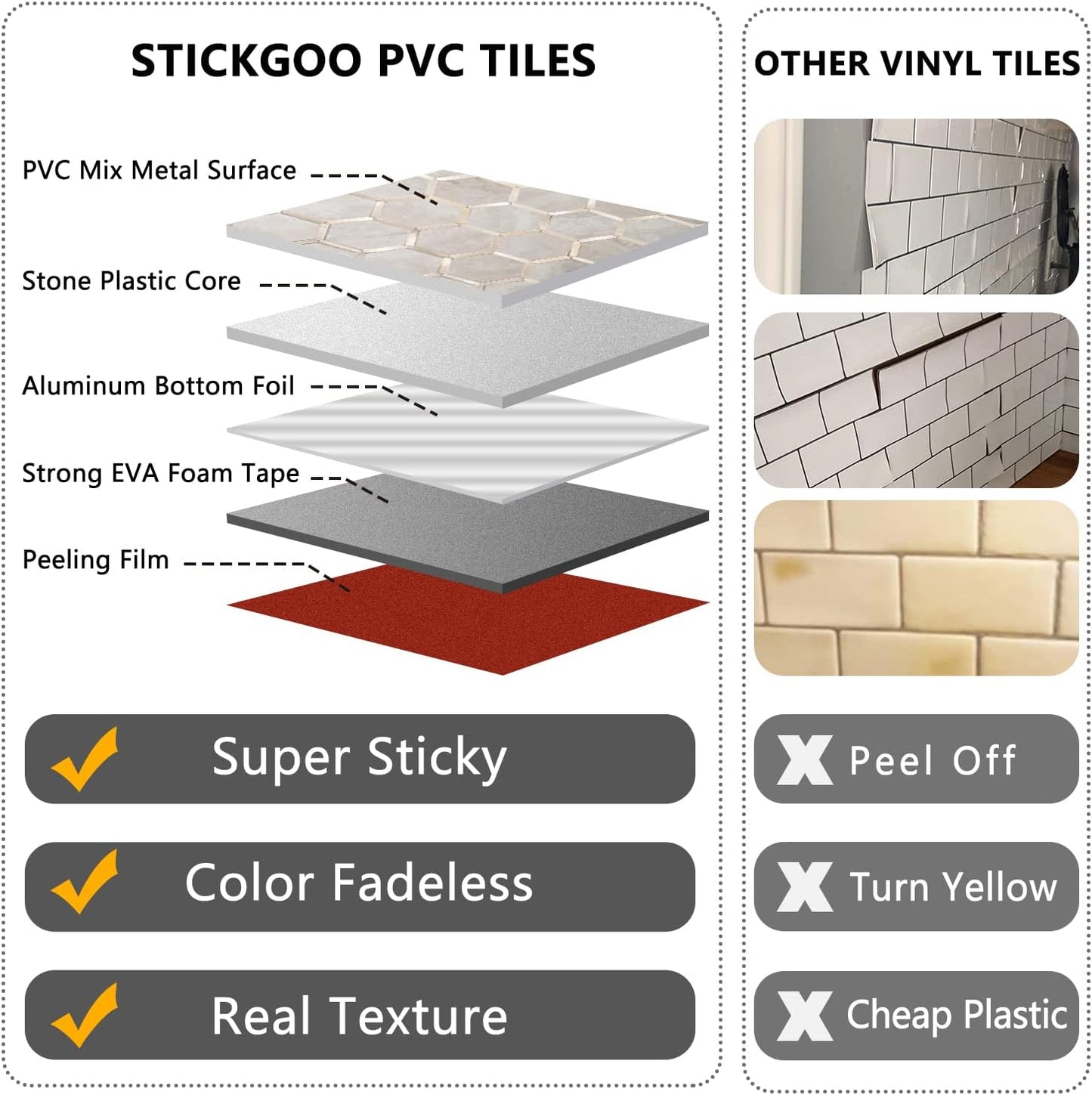 STICKGOO Hexagon Peel and Stick Backsplash Tile, Stick on Backsplash for Kitchen and Bathroom, Beige Marble Look PVC Mixed Metal Gold Self Adhesive Wall Tiles(10 Sheets, Seamless)
