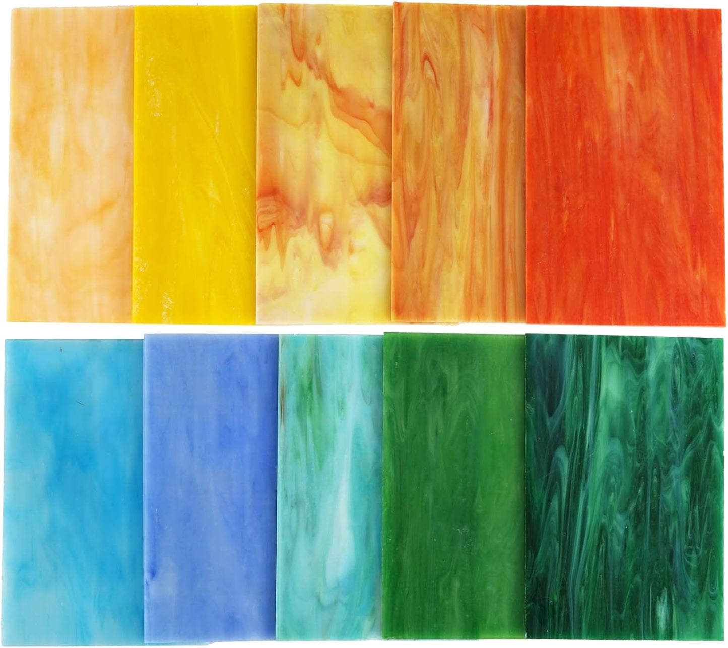 Lanyani (10 Sheets) Variety Stained Glass Sheets Pack, 4 x 6 inch Large Cathedral Glass Mosaic Tiles for Crafts, Mixed Opaque