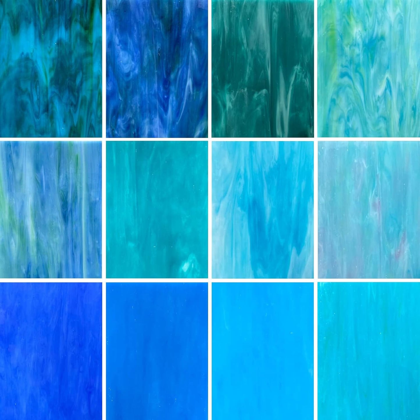 LITMIND 12 Sheets Smooth Translucent Texture Stained Glass Variety Pack - 6x4 Inch Assorted Cathedral Art Glass for Crafts & Stunning Mosaic Projects with Mist Pattern