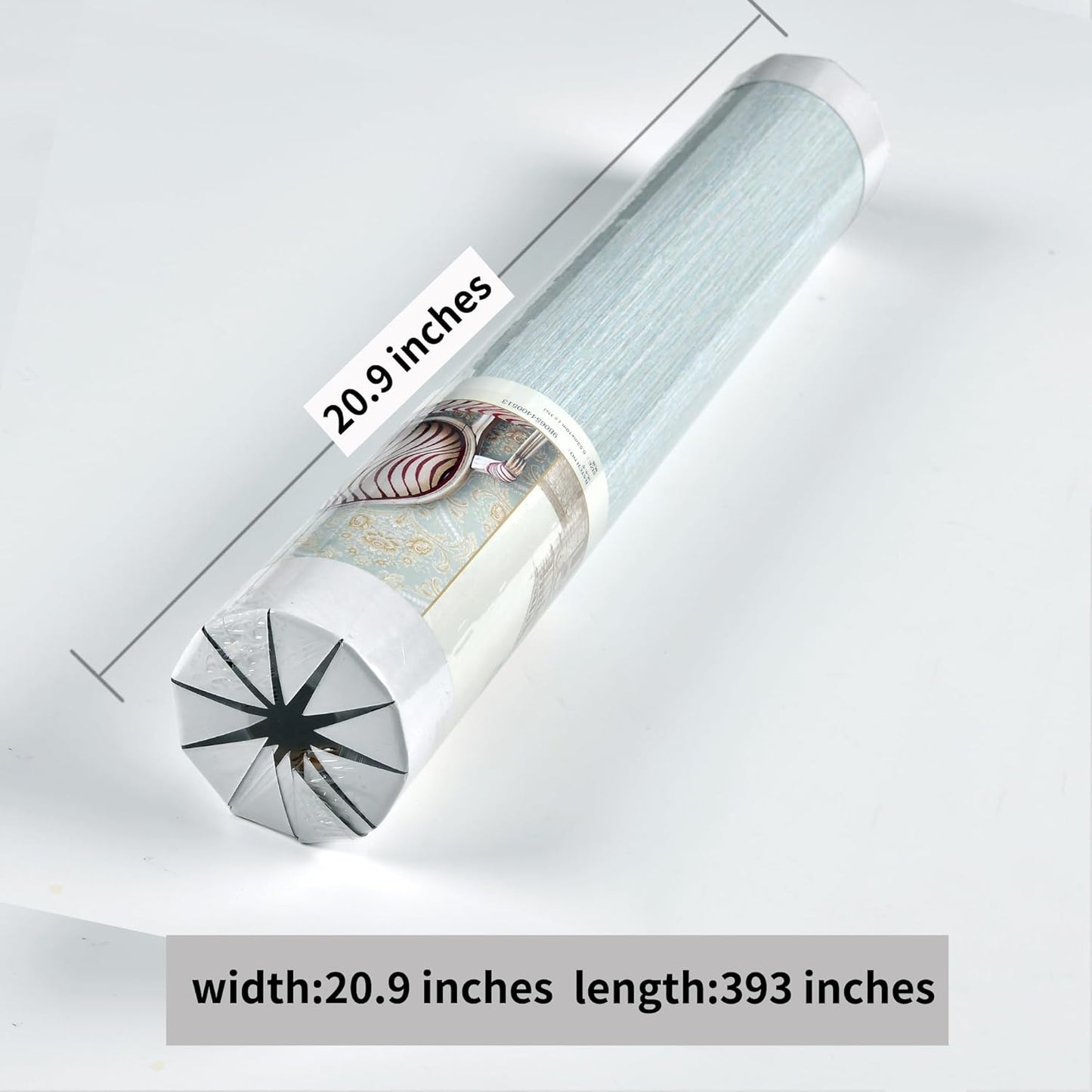 Haimin Grasscloth Wallpaper Peel and Stick 20.9in X 393in Fabric Contact Paper Wall Paper Textured Wallpaper Horizontal Stripes Look Self-Adhesive Thick Vinyl Embossed (Light Blue)
