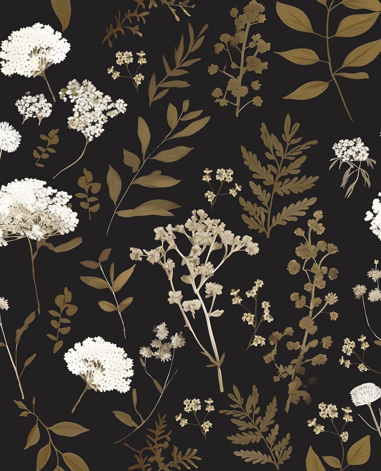 Dark Floral Wallpaper Peel and Stick Boho Wallpaper 17.5in x 393in Vintage Leaf Contact Paper Vinyl Waterproof Self Adhesive Leaf Botanical Wall Paper for Bedroom Walls Kitchen Cabinet