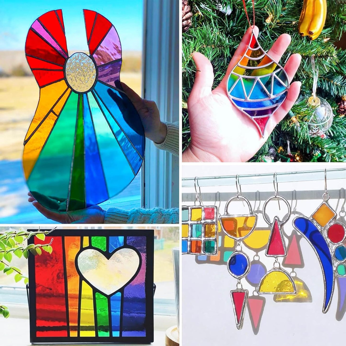 LITMIND 24 Sheets Transparent Stained Glass Variety Pack – Vibrant Rainbow Mix 6 x 4 Inch Smooth Art Glass for Suncatchers, Mosaics & DIY Crafts