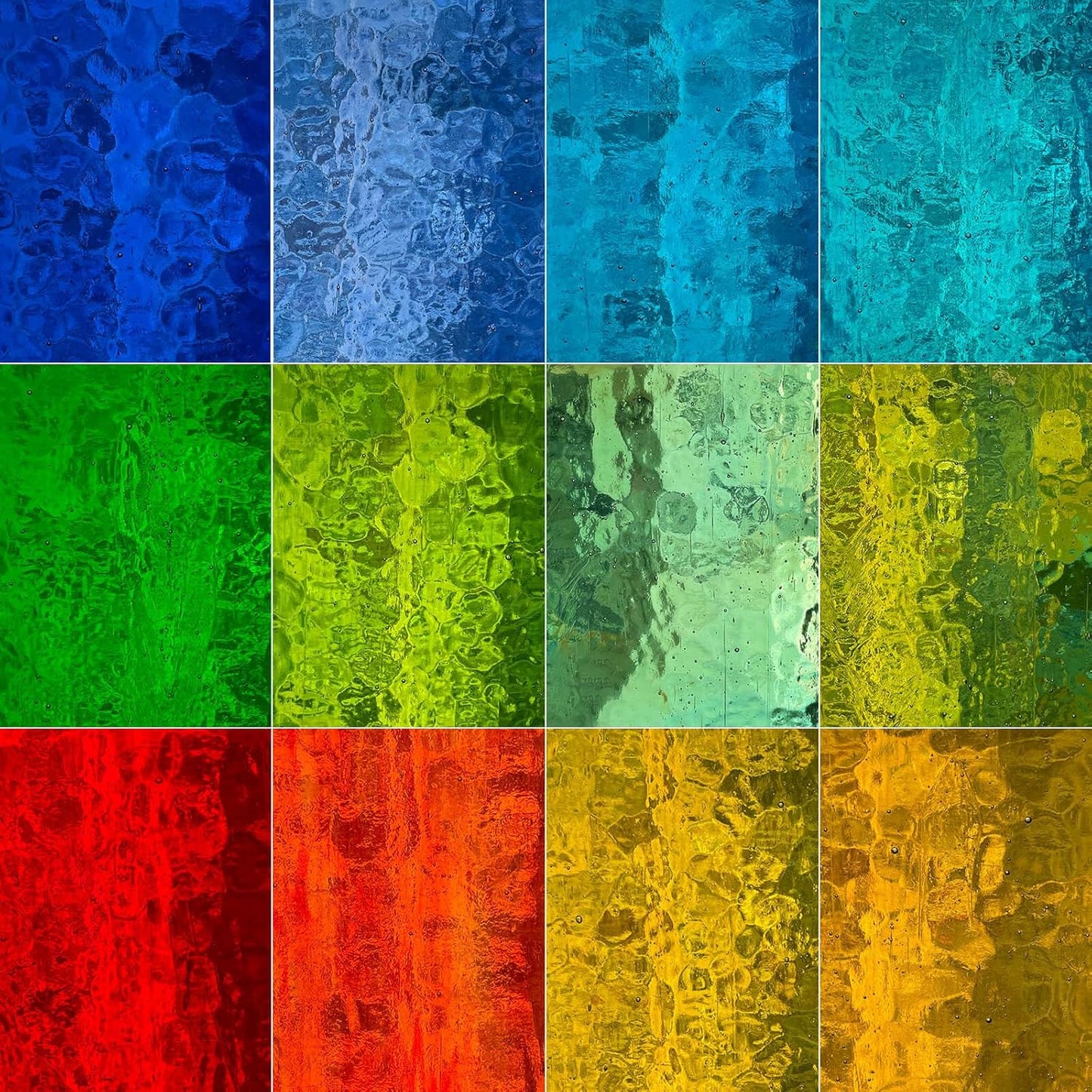 LITMIND 12 Sheets Smooth Translucent Texture Stained Glass Variety Pack - 6x4 Inch Assorted Cathedral Art Glass for Crafts & Stunning Mosaic Projects with Mist Pattern