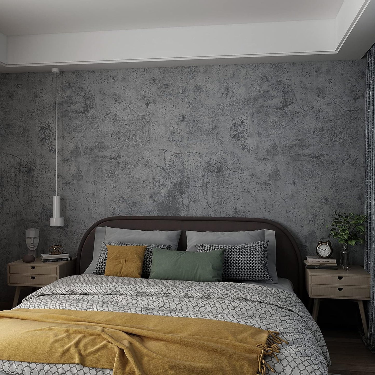 16"×354" Grey Blue Concrete Contact Paper 3D Extra Thick Faux Cement Concrete Wallpaper Peel and Stick Vinyl Textured Removable Adhesive Sticky Wall Tile Sticker for Kitchen Countertop Gym Bathroom