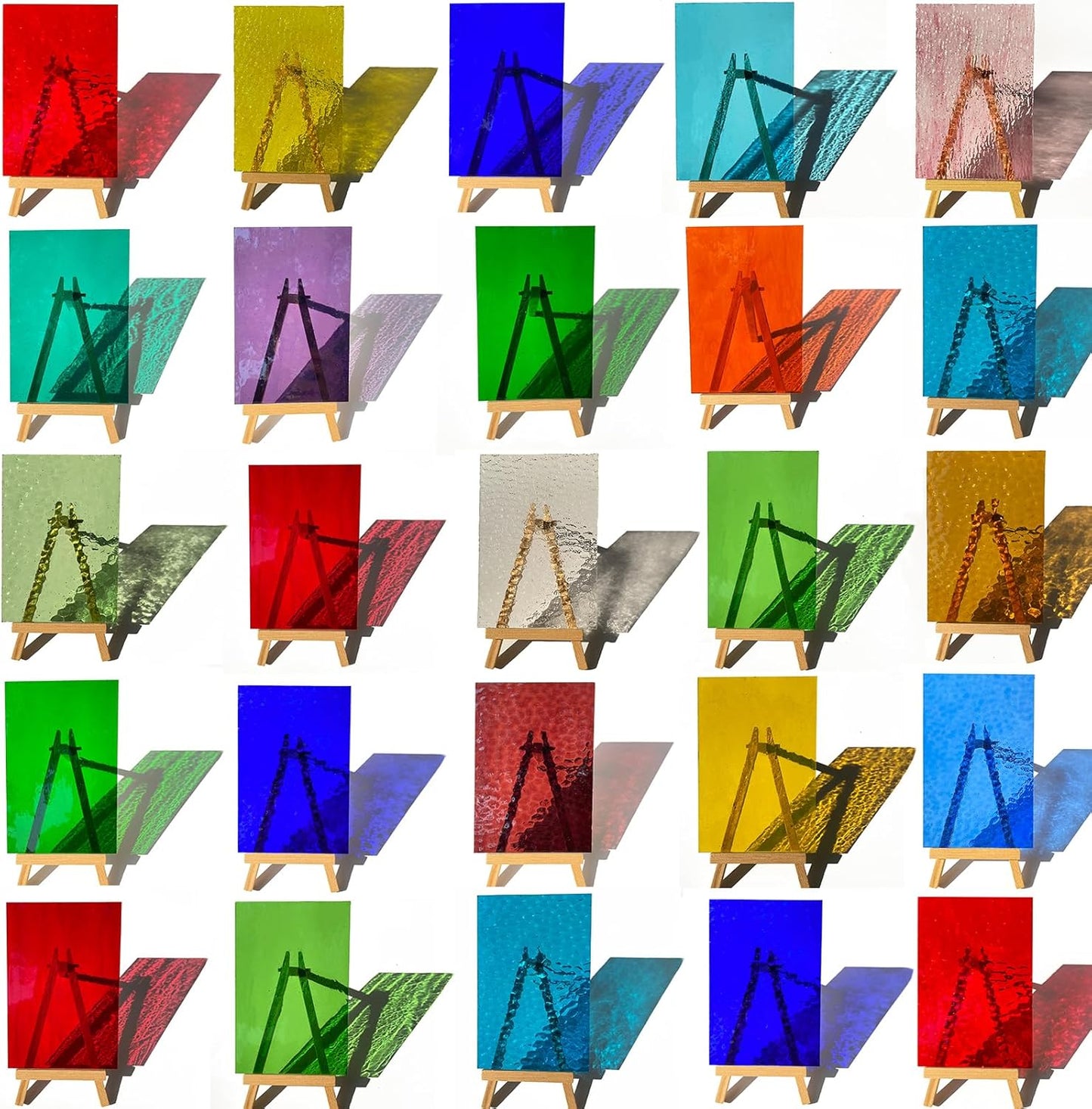ILLUCKAI 24 Sheets Transparent Stained Glass Sheets Variety Pack, 4 X 6 inch Cathedral Art Glass Mosaic Tiles for Home Decor, Stained Glass Supplies for Projects and Crafts