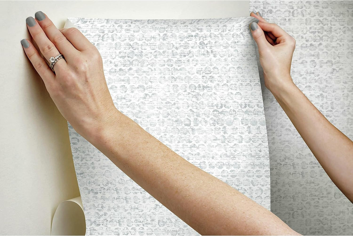 RoomMates RMK12212PLW Nikki Chu White and Gray Ulo Textured Peel and Stick Wallpaper, Roll