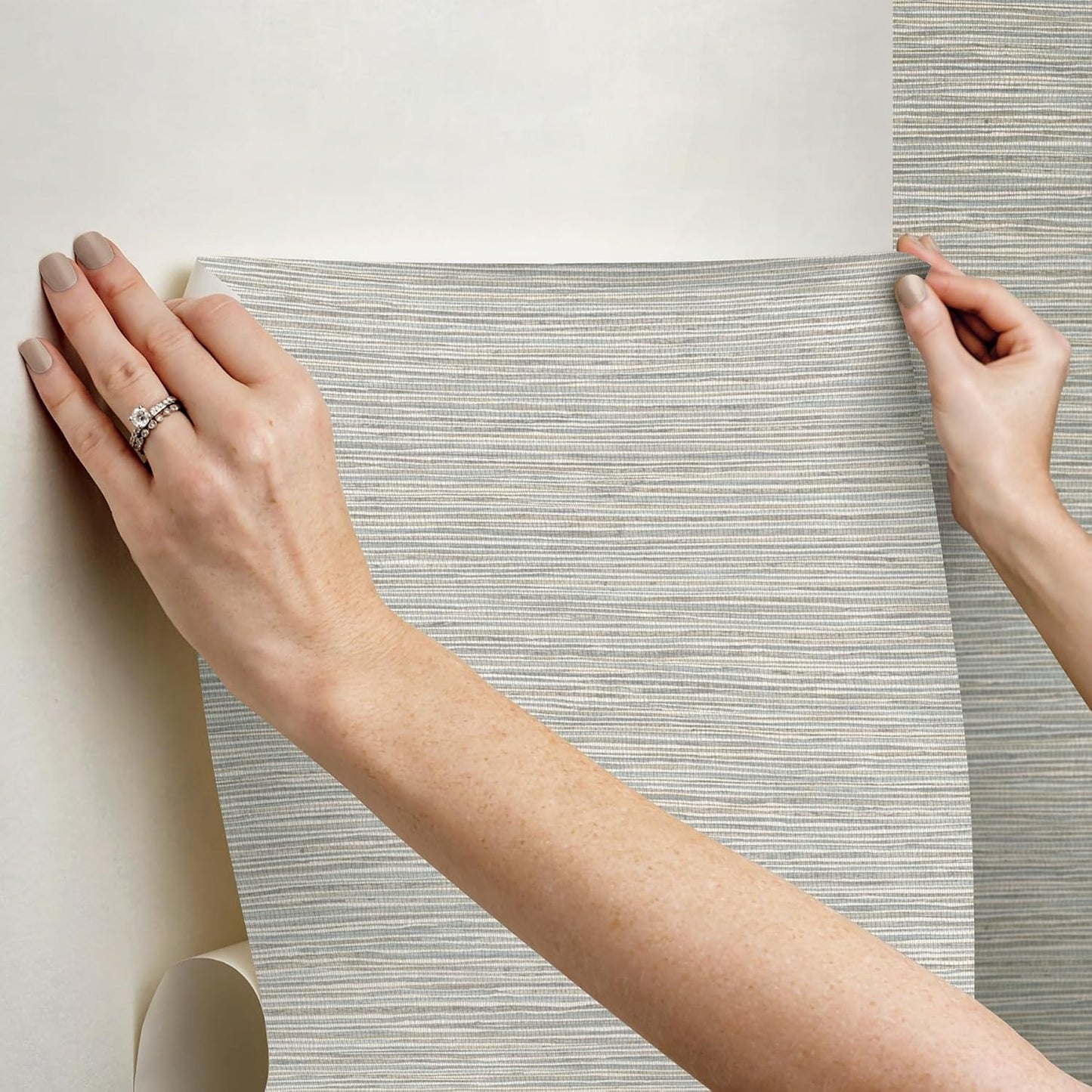 RoomMates Neutral Jade Dimensional Grasscloth Peel and Stick Wallpaper, RMK12683PLW