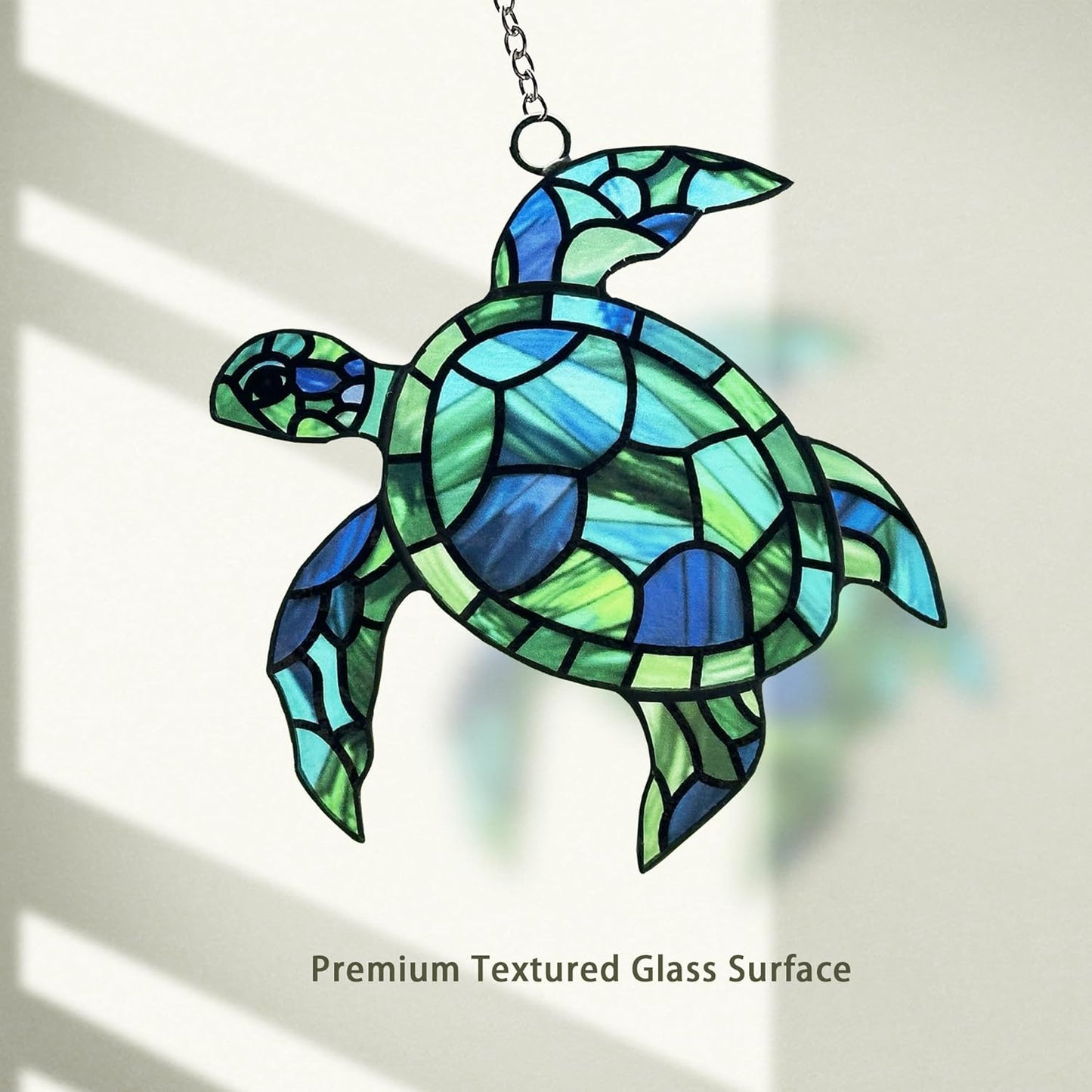 Sea Turtle Suncatcher Decor, Sea Turtles Stained Glass Window Hanging for Turtle Lovers, Wall Decor for Indoor Outdoor.