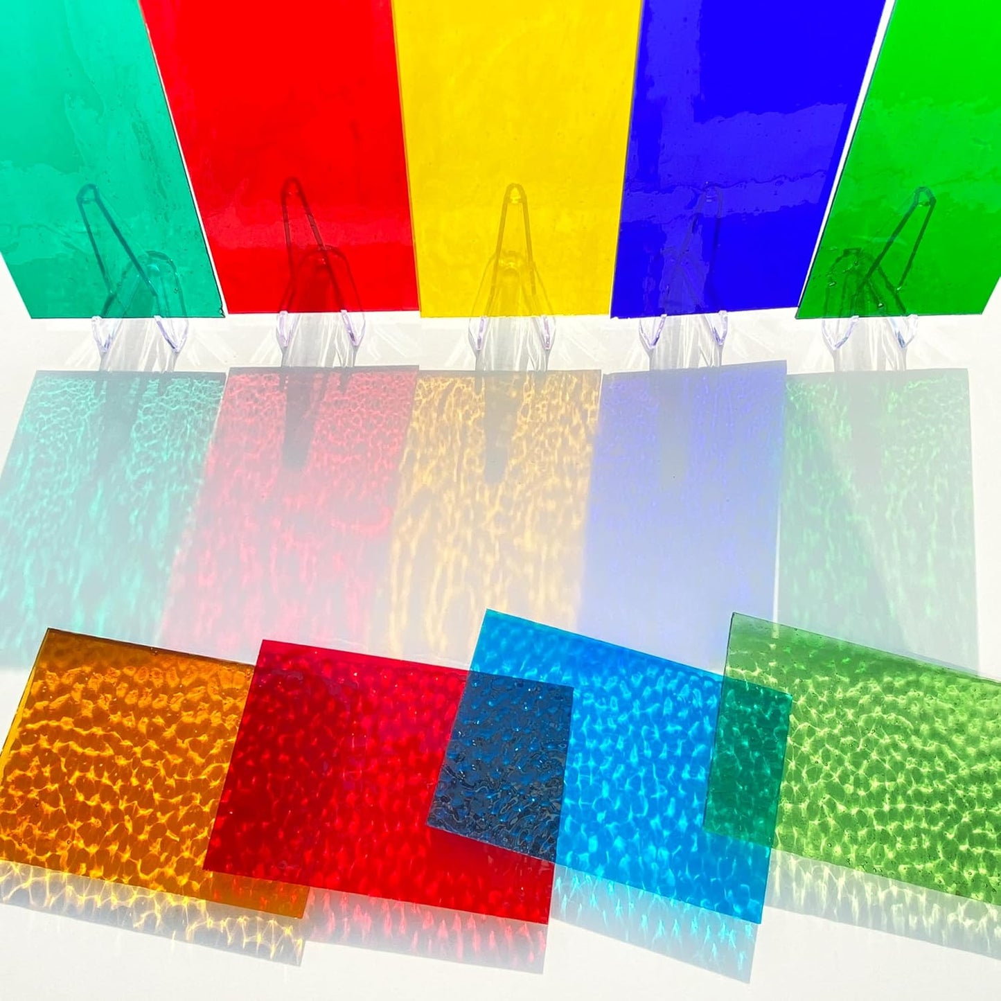 ILLUCKAI 24 Sheets Transparent Stained Glass Sheets Variety Pack, 4 X 6 inch Cathedral Art Glass Mosaic Tiles for Home Decor, Stained Glass Supplies for Projects and Crafts