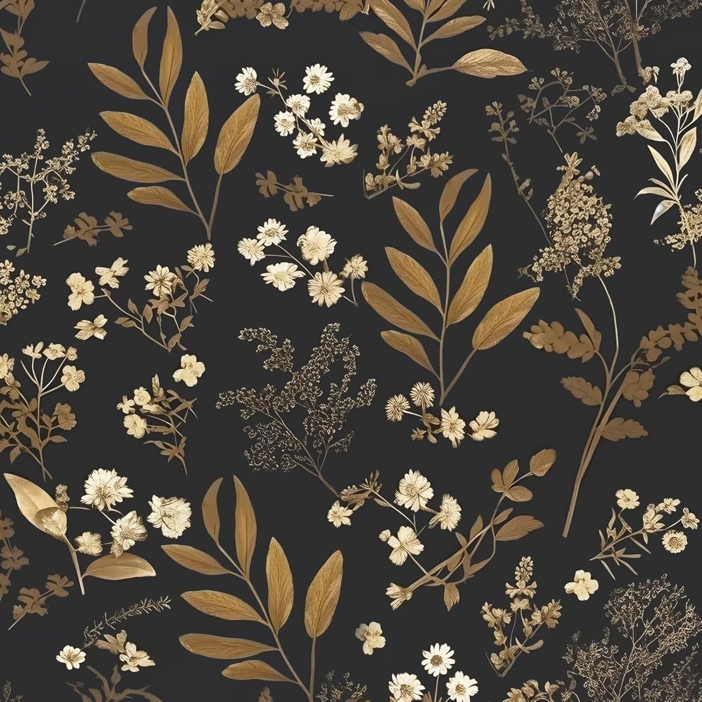 Dark Floral Wallpaper Peel and Stick Boho Wallpaper 17.5in x 393in Vintage Leaf Contact Paper Vinyl Waterproof Self Adhesive Leaf Botanical Wall Paper for Bedroom Walls Kitchen Cabinet