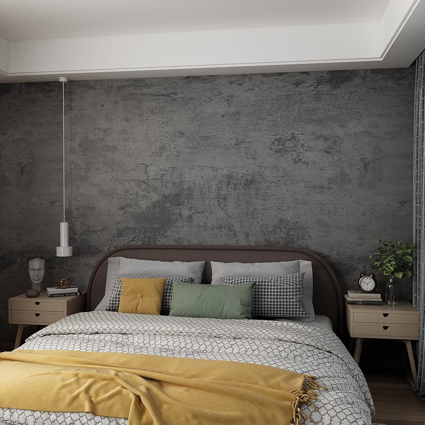 16"×354" Grey Blue Concrete Contact Paper 3D Extra Thick Faux Cement Concrete Wallpaper Peel and Stick Vinyl Textured Removable Adhesive Sticky Wall Tile Sticker for Kitchen Countertop Gym Bathroom