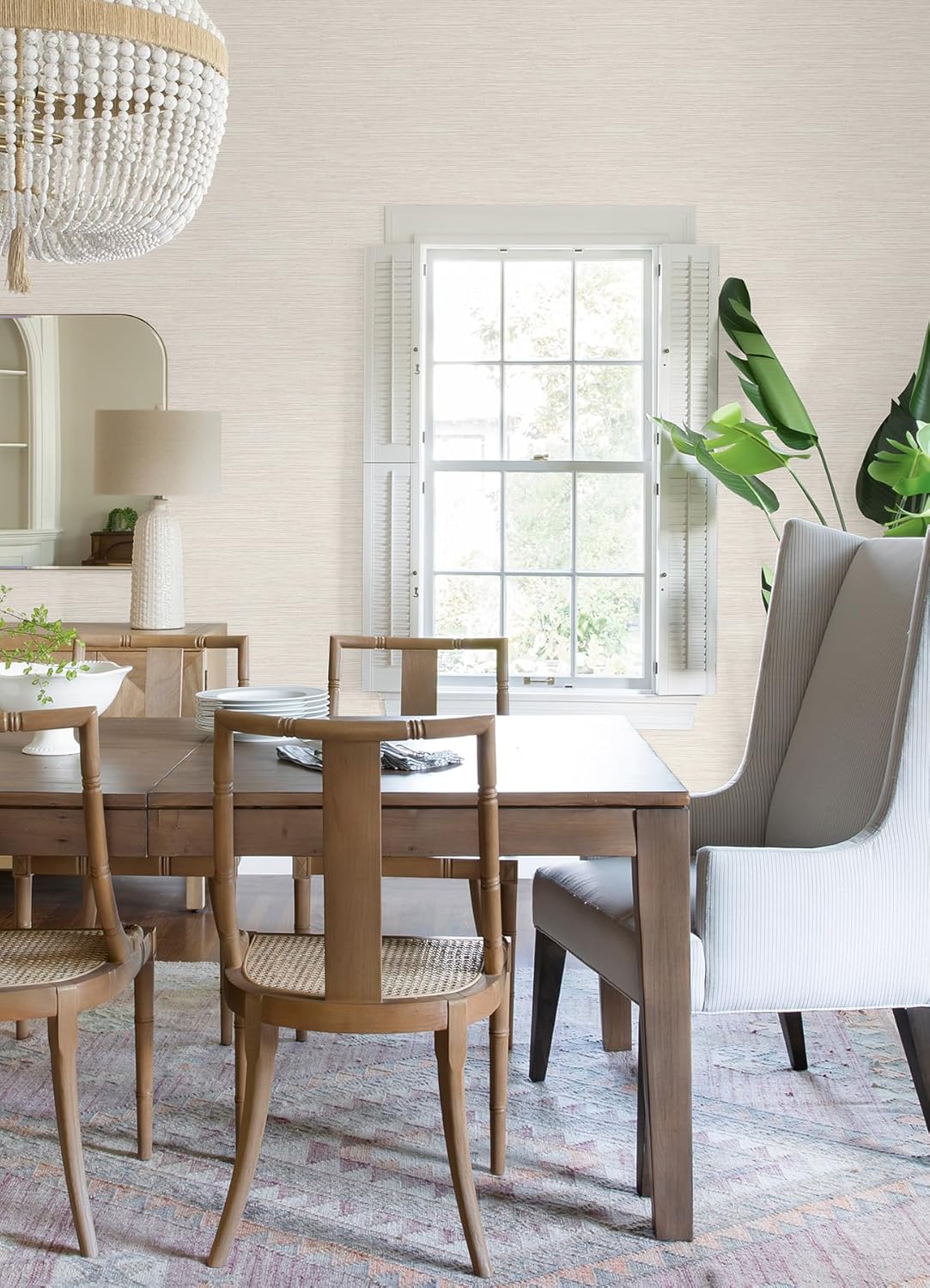 RoomMates Neutral Dimensional Grasscloth Peel and Stick Wallpaper, RMK12682PLW