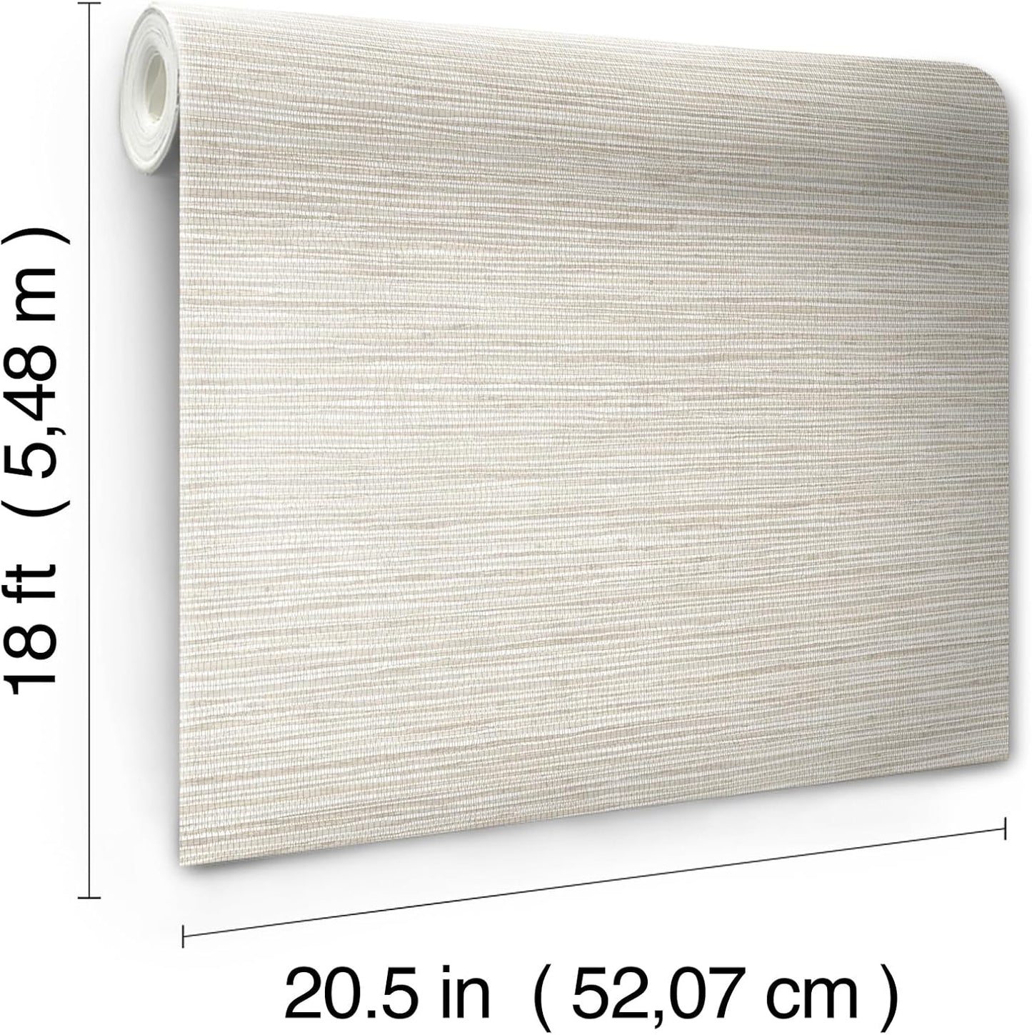 RoomMates Neutral Dimensional Grasscloth Peel and Stick Wallpaper, RMK12682PLW