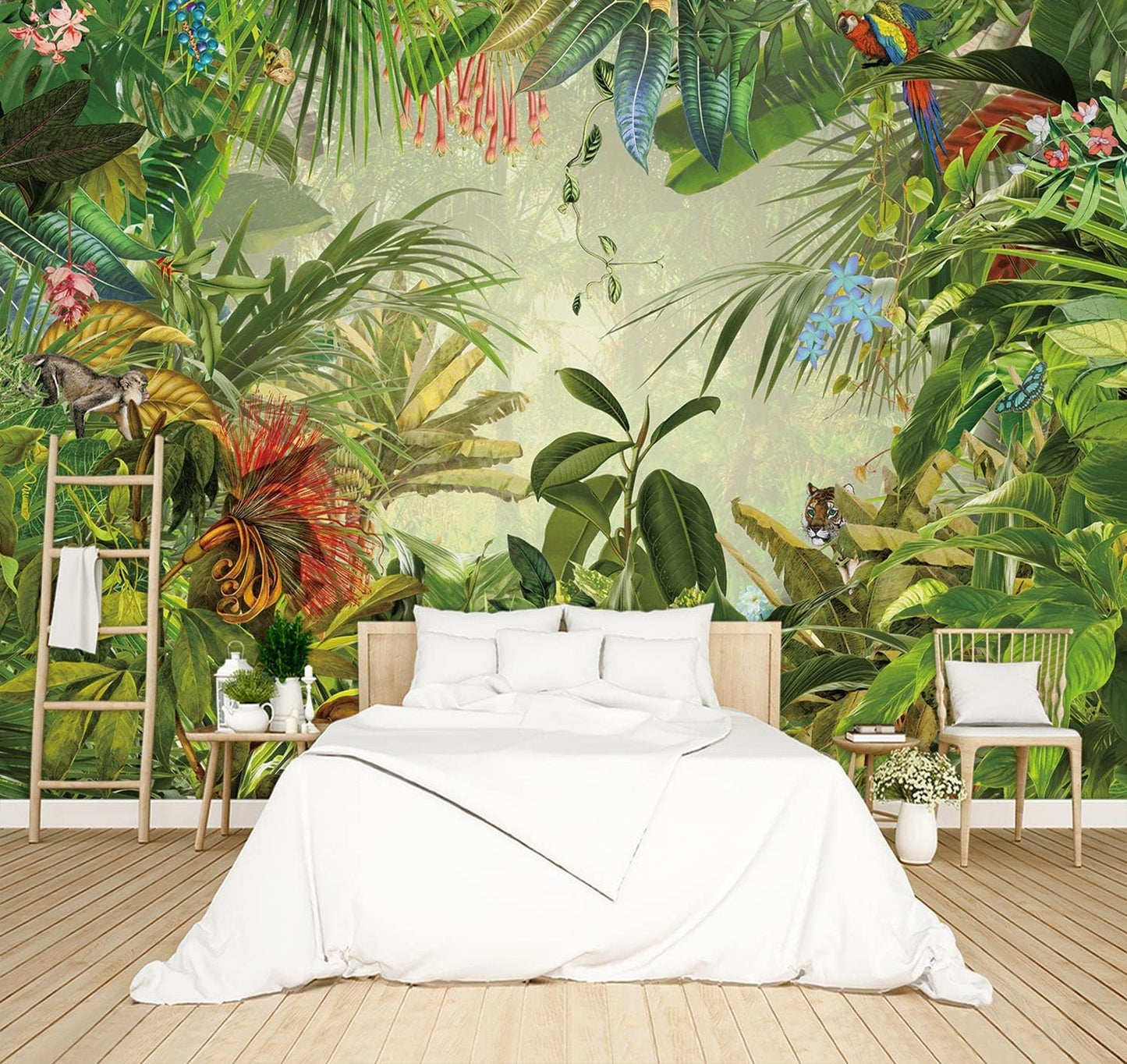 Grey Peony Floral Wallpaper Bedroom Black and White Botanical Flowers Leaf murals Aesthetic Room Decor Living Room tv Background Large Wall Mural - 91"x65" Not Peel and Stick