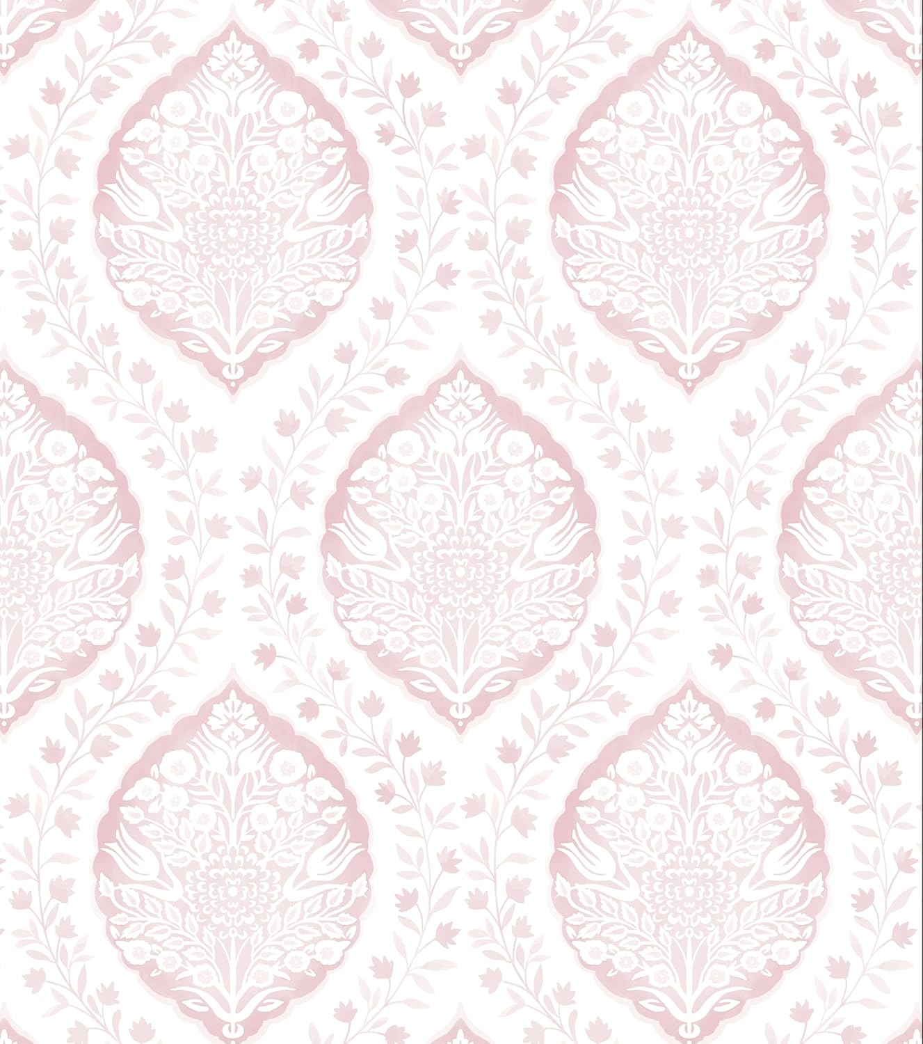 CiCiwind Pink Floral Peel and Stick Wallpaper Farmhouse Removable Self Adhesive Modern Wall Paper for Bedroom Bathroom Light Green Leaf Contact Paper for Cabinets Shelf Drawer 17.3" × 78.7"