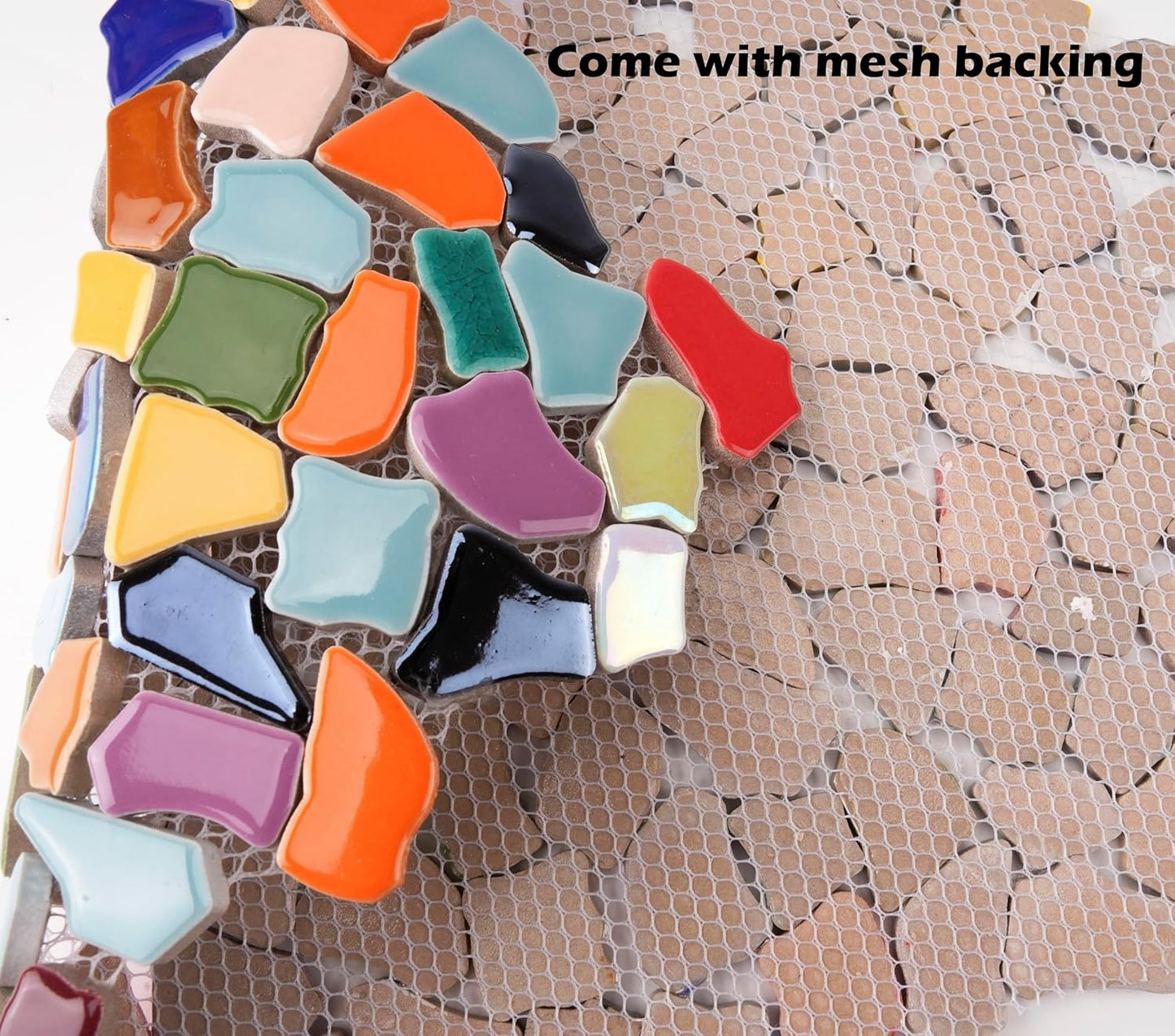 Lanyani Vibrant Broken Ceramic Tiles for Crafts Mosaics,Irregular Polished China Tile Scraps Stained Glass Pieces, Mixed Colors- 2Pounds/0.97 Square Foot