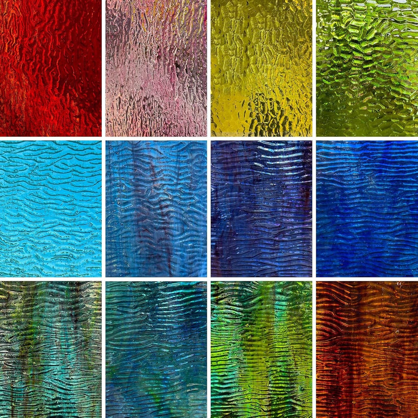 LITMIND 12 Sheets Smooth Translucent Texture Stained Glass Variety Pack - 6x4 Inch Assorted Cathedral Art Glass for Crafts & Stunning Mosaic Projects with Mist Pattern