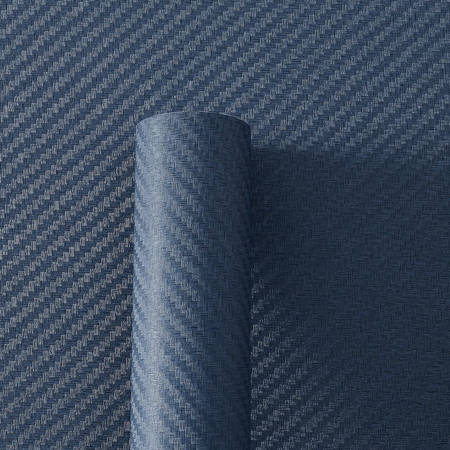 Haimin Fabric Wallpaper Textured Contact Paper (24in X 393in) Navy Blue Grasscloth Wallpaper Peel and Stick Faux Linen Wall Paper Self-Adhesive Vinyl Looks Like Woven Straw
