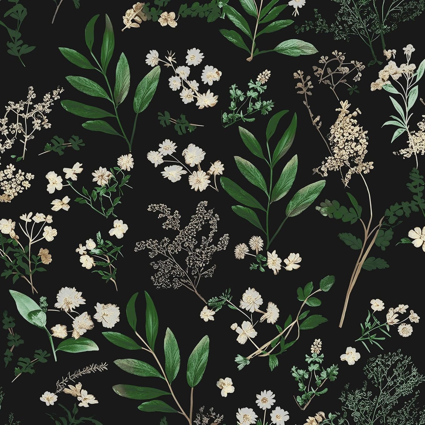 Goth Wallpaper Peel and Stick Dark Floral Wallpaper 17.5'' x 393'' Gold Leaf Contact Paper Vinyl Waterproof Self Adhesive Boho Botanical Wall Paper for Bedroom Cabinet Décor