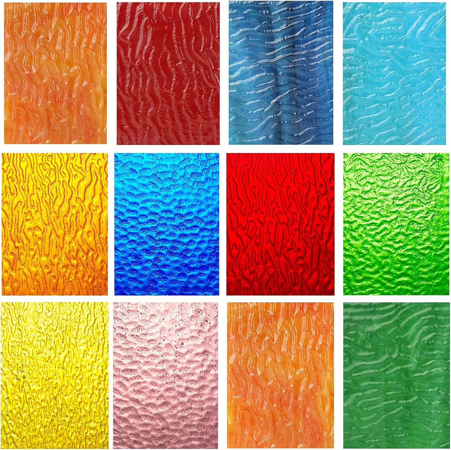 Lanyani (10 Sheets) Variety Stained Glass Sheets Pack, 4 x 6 inch Large Cathedral Glass Mosaic Tiles for Crafts, Mixed Opaque