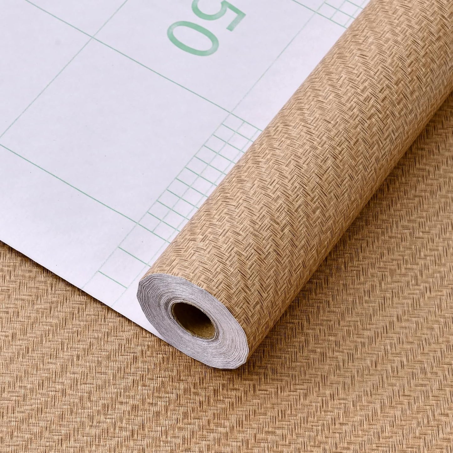 Haimin Fabric Wallpaper Textured Contact Paper (24in X 393in) Navy Blue Grasscloth Wallpaper Peel and Stick Faux Linen Wall Paper Self-Adhesive Vinyl Looks Like Woven Straw