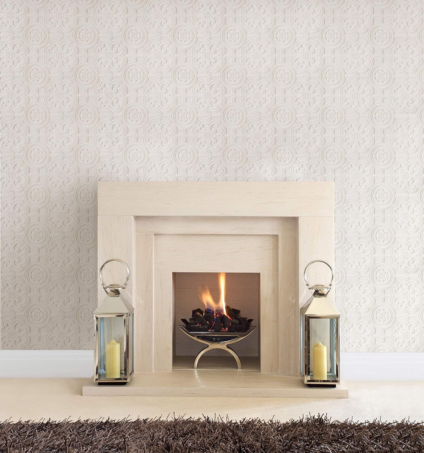 Brewster RD80029 Egon Textured Vinyl Wallpaper, Paintable,White, 20.9x2x2