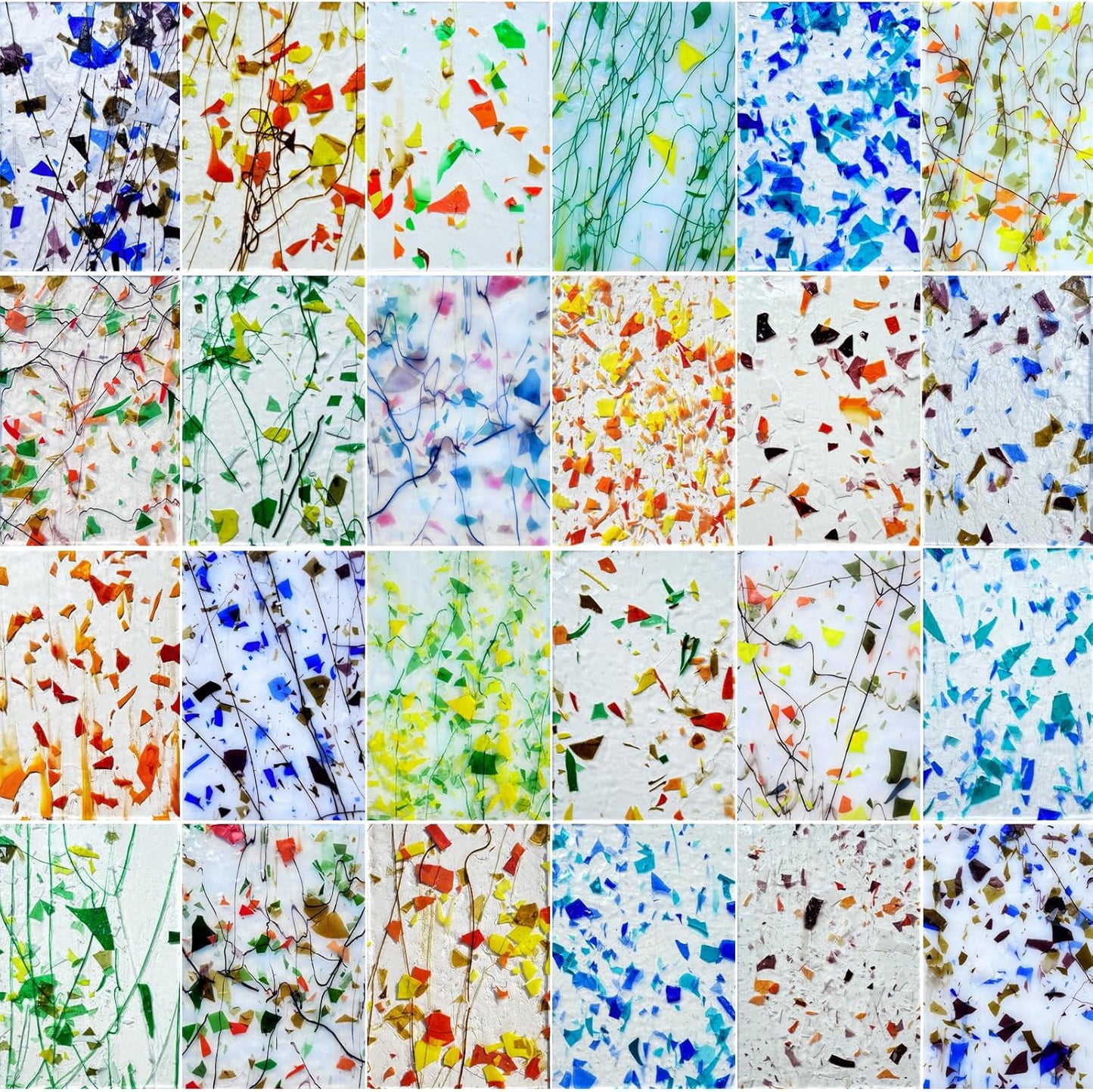 ILLUCKAI 24 Sheets Transparent Stained Glass Sheets Variety Pack, 4 X 6 inch Cathedral Art Glass Mosaic Tiles for Home Decor, Stained Glass Supplies for Projects and Crafts
