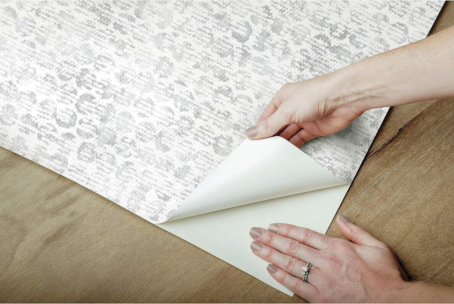RoomMates RMK12212PLW Nikki Chu White and Gray Ulo Textured Peel and Stick Wallpaper, Roll