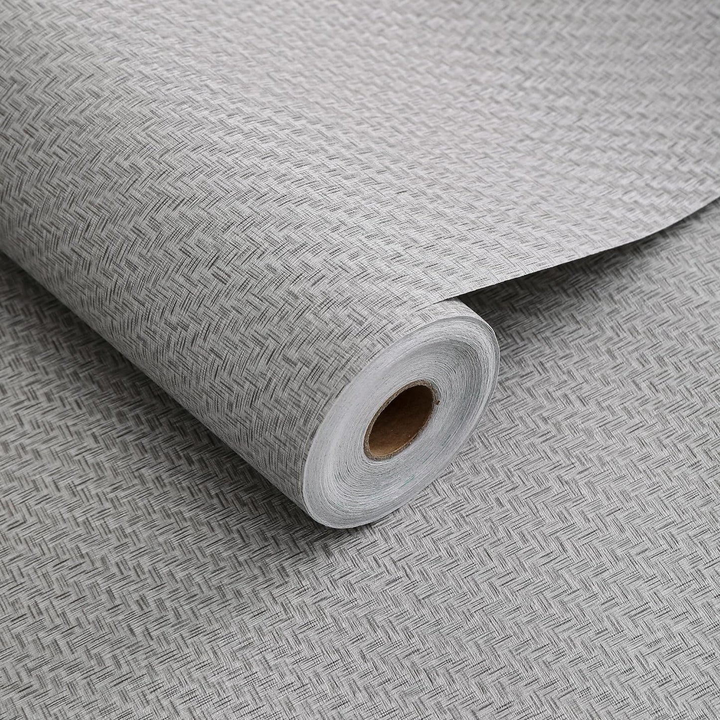 Haimin Fabric Wallpaper Textured Contact Paper (24in X 393in) Navy Blue Grasscloth Wallpaper Peel and Stick Faux Linen Wall Paper Self-Adhesive Vinyl Looks Like Woven Straw