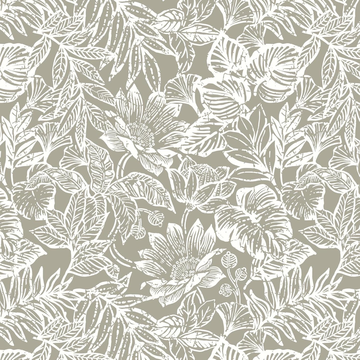 CiCiwind Peel and Stick Wallpaper Green and White Floral Removable Self Adhesive Modern Contact Paper Tropical Leaf Wall Paper Bathroom Bedroom Laundry Room Papel Tapiz para Pared 17.3"×78.7"