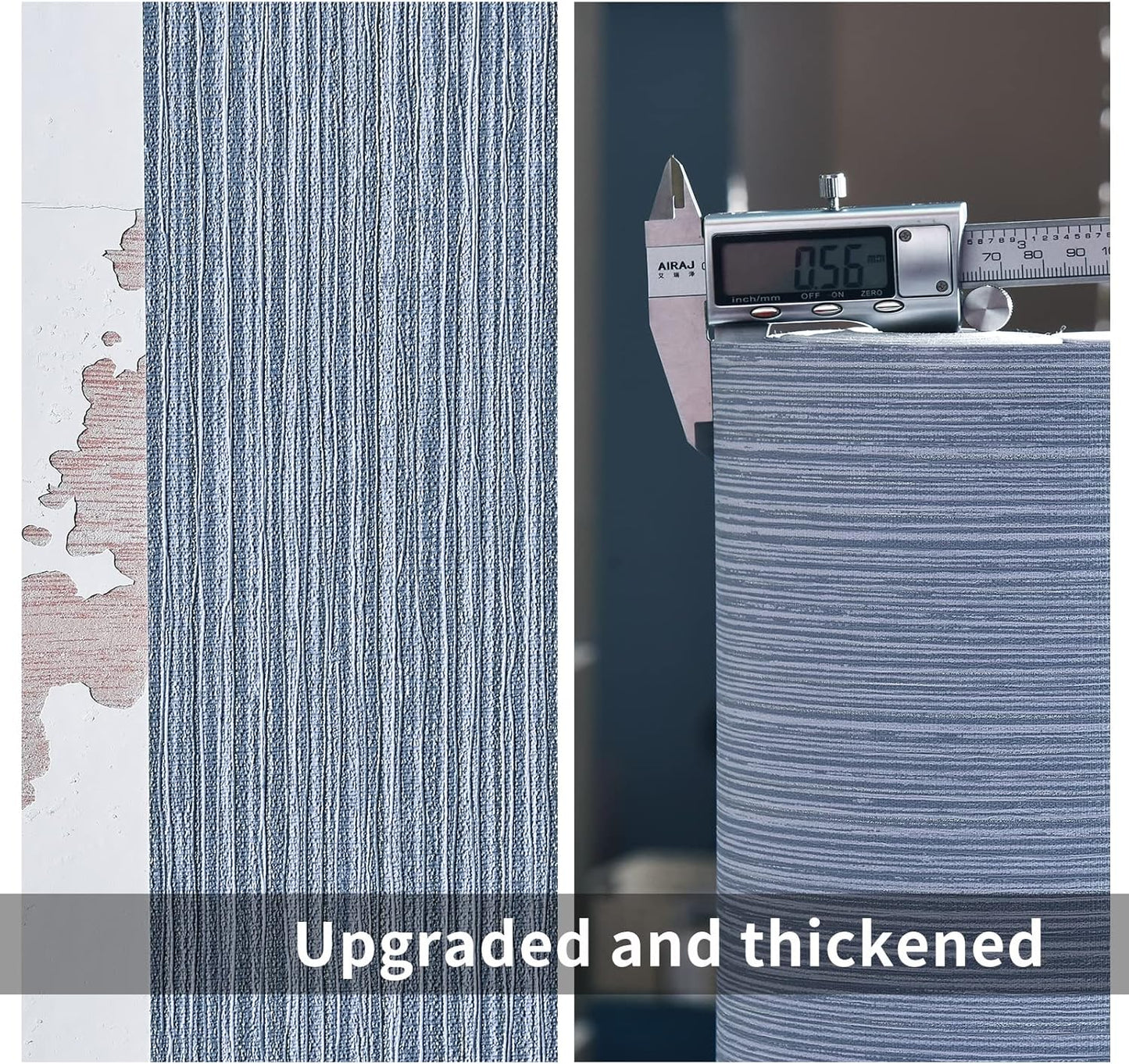 Haimin Grasscloth Wallpaper Textured 24in X 393in Fabric Contact Paper Grey Blue Wall Paper Textured Linen Peel and Stick Self-Adhesive Thick Vinyl Embossed Film Wallpaper (Gray Blue)