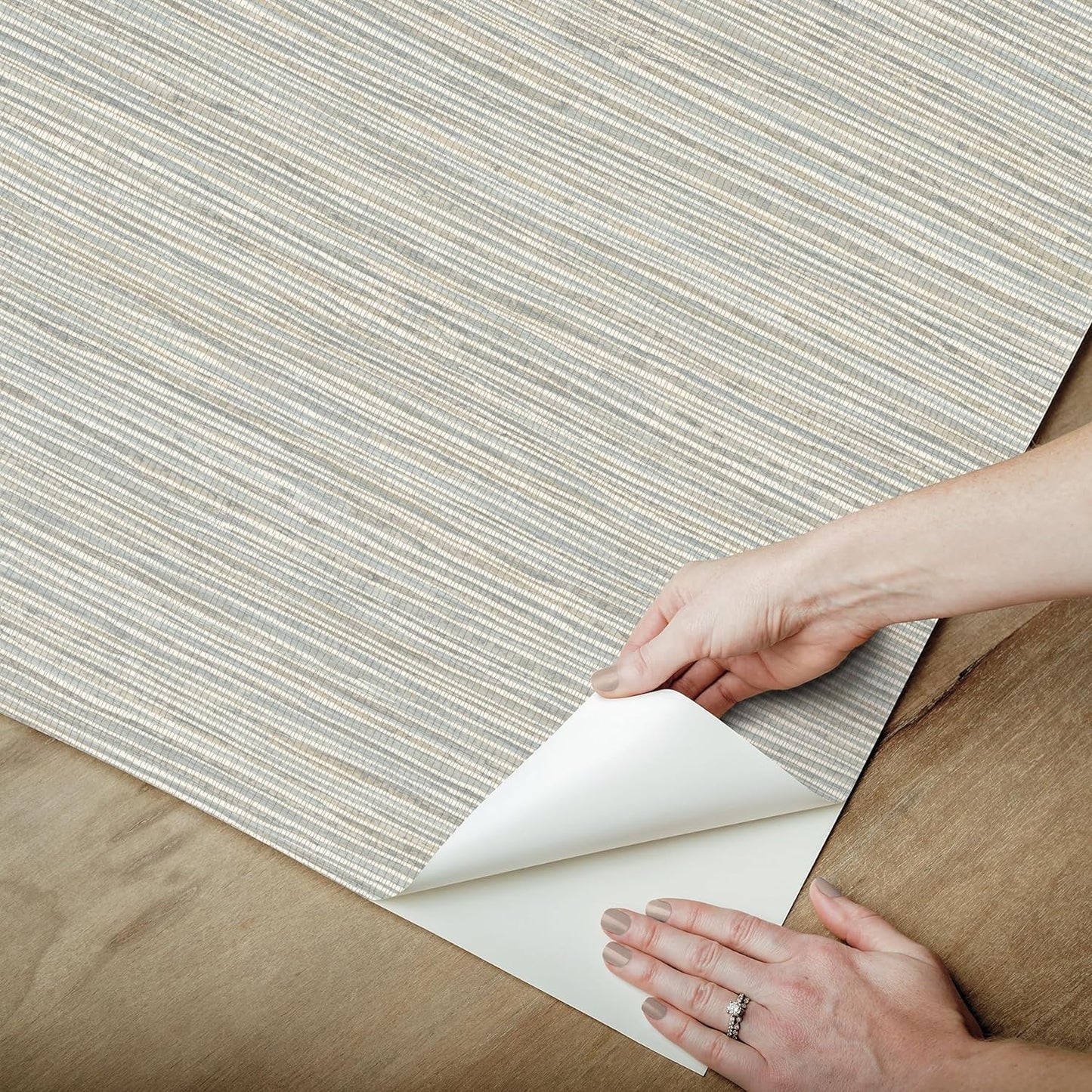 RoomMates Neutral Jade Dimensional Grasscloth Peel and Stick Wallpaper, RMK12683PLW