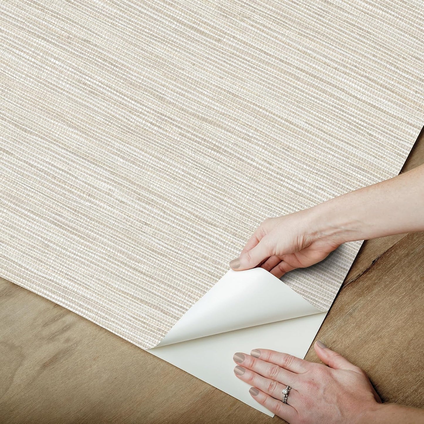 RoomMates Neutral Dimensional Grasscloth Peel and Stick Wallpaper, RMK12682PLW