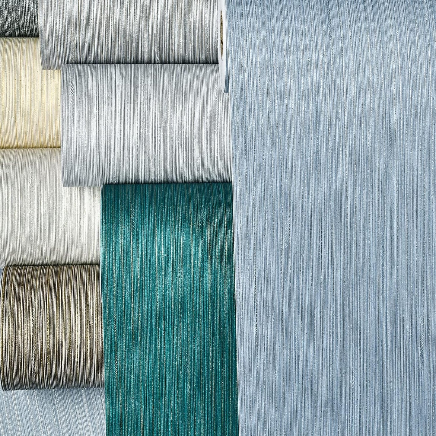 Haimin Grasscloth Wallpaper Textured 24in X 393in Fabric Contact Paper Grey Blue Wall Paper Textured Linen Peel and Stick Self-Adhesive Thick Vinyl Embossed Film Wallpaper (Gray Blue)